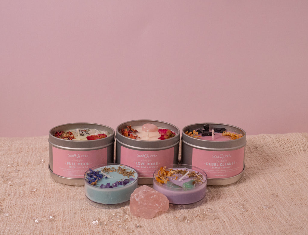 Gift ideas for her, our beautiful eco crystal candles.