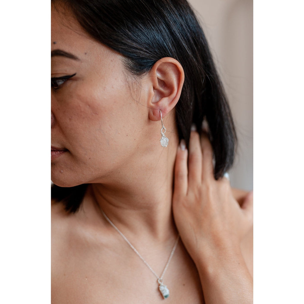 Moonstone sterling silver waterproof drop crystal earrings