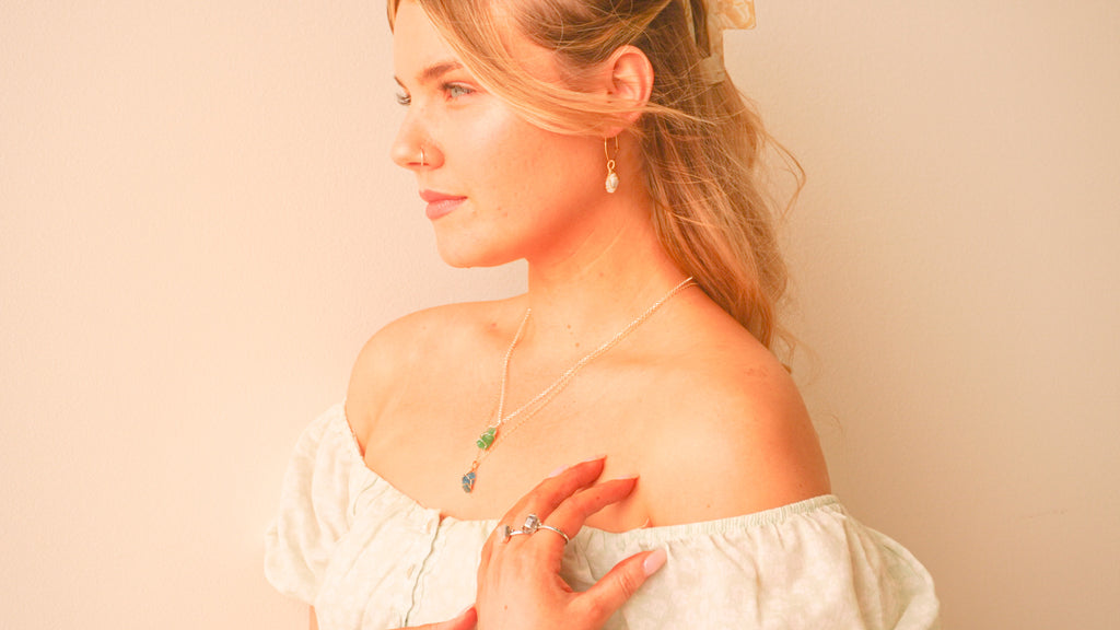 Christmas jewellery style dainty necklaces and maia hoop earrings by Soul Quartz