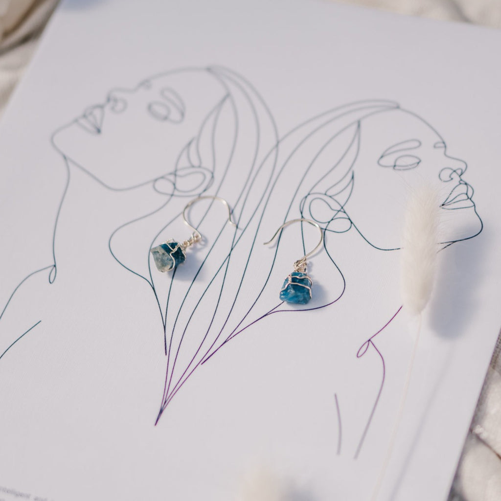 Apatite blue crystal drop earrings in sterling silver